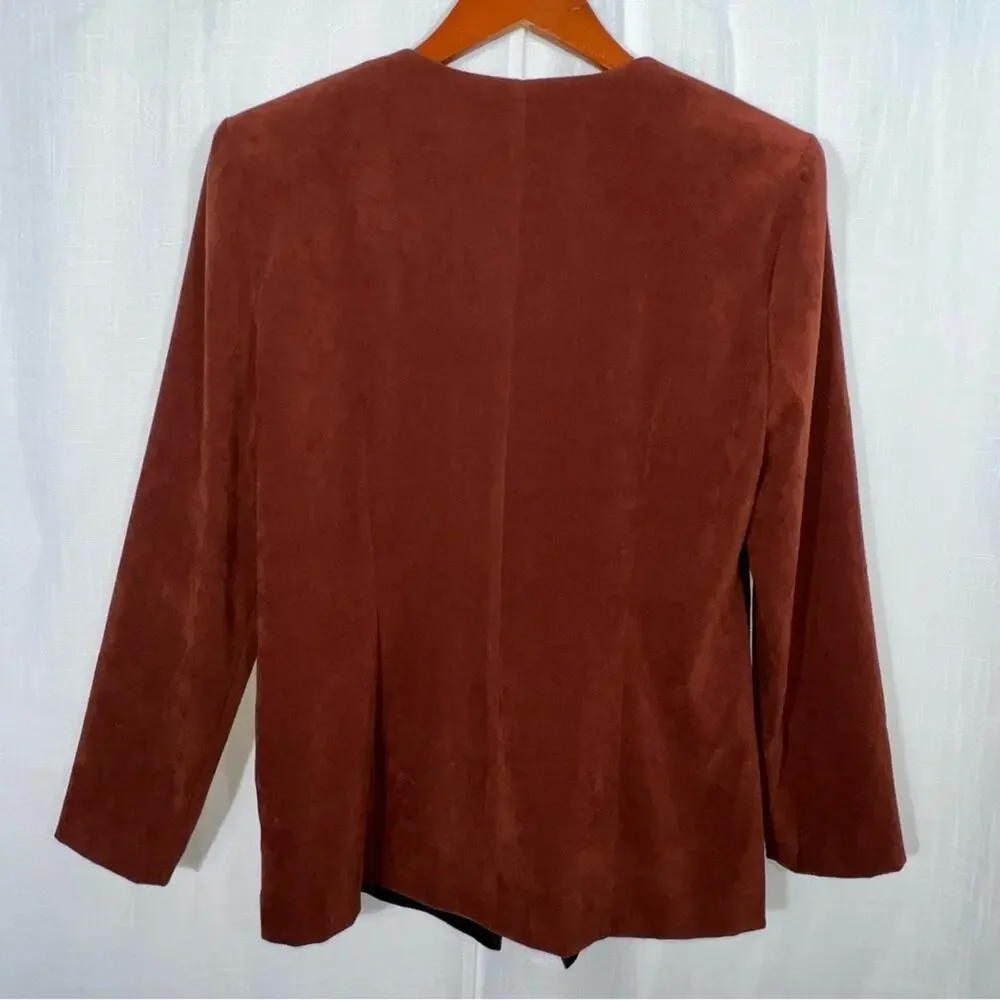 Vintage DJ Summers 90s Mod Retro‎ Faux Suede Button Front Blazer Size 10P